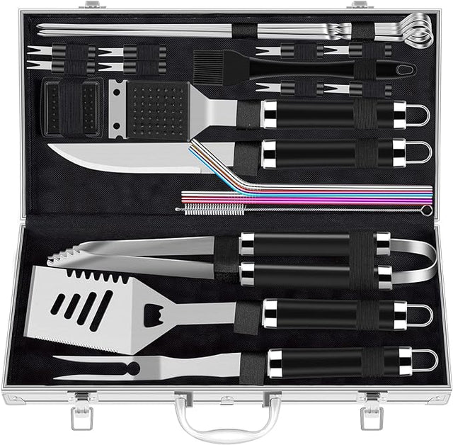 ROMANTICIST 25pcs Extra Thick BBQ Grill Accessories, Fathers Day Grilling Gifts Set for Men Dad, Heavy Duty Grill Tools