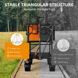 Foldable 50''L Extra Long Double Decker Wagon for Sport, 400L Collapsible Heavy Duty Wagon Cart with Big Wheels, Utility