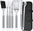 BBQ Grill Tools Set 16-inch Heavy Duty, 6 Pcs- Barbecue Utensils Kit for Camping, Kitchen, Outdoor Cooking,Suitable as a