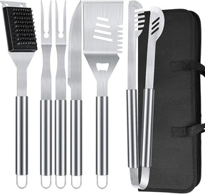 BBQ Grill Tools Set 16-inch Heavy Duty, 6 Pcs- Barbecue Utensils Kit for Camping, Kitchen, Outdoor Cooking,Suitable as a