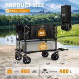 Foldable 50''L Extra Long Double Decker Wagon for Sport, 400L Collapsible Heavy Duty Wagon Cart with Big Wheels, Utility