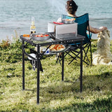RedSwing Folding Grill Table, Lightweight Height Adjustable Aluminum Table with Mesh Desktop and Mesh Bag for Outdoor