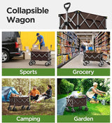 Beach Wagon,CollapsibleWagon 220lbs with Big Wheels Foldable Wagon Carts,Portable Utility for Garden Grocery Sports Camping