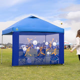 CROWN SHADES 10x10 Pop Up Canopy Tent with Game Netting - Beach Tent with One Push Setup - Outdoor Sun Shade for Events,