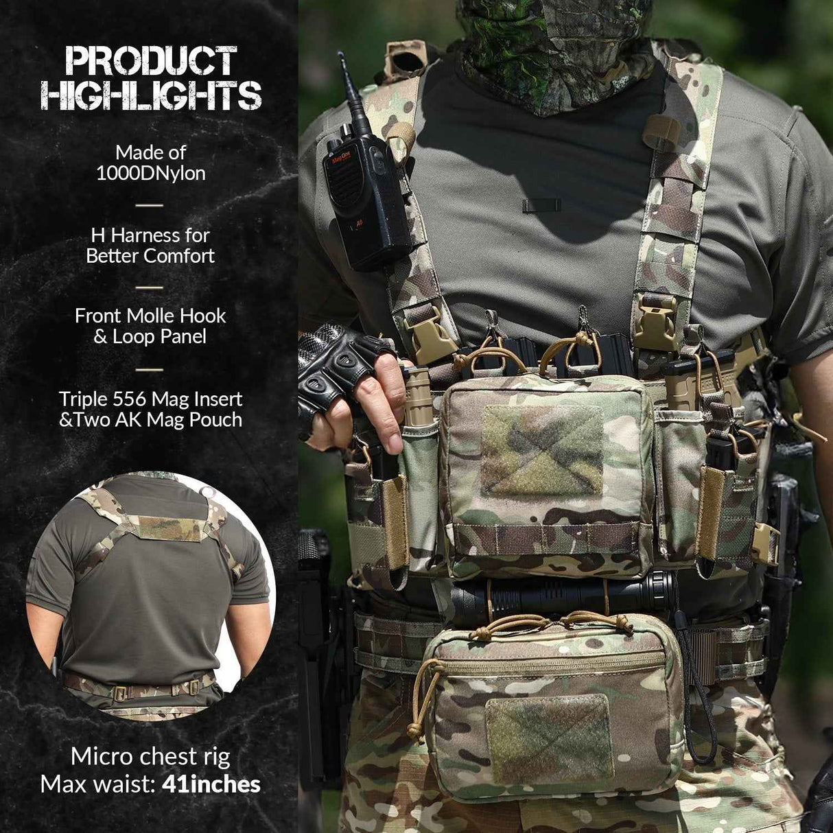 Votagoo Tactical Chest Rig - Adjustable & Detachable Design, alternate view 5