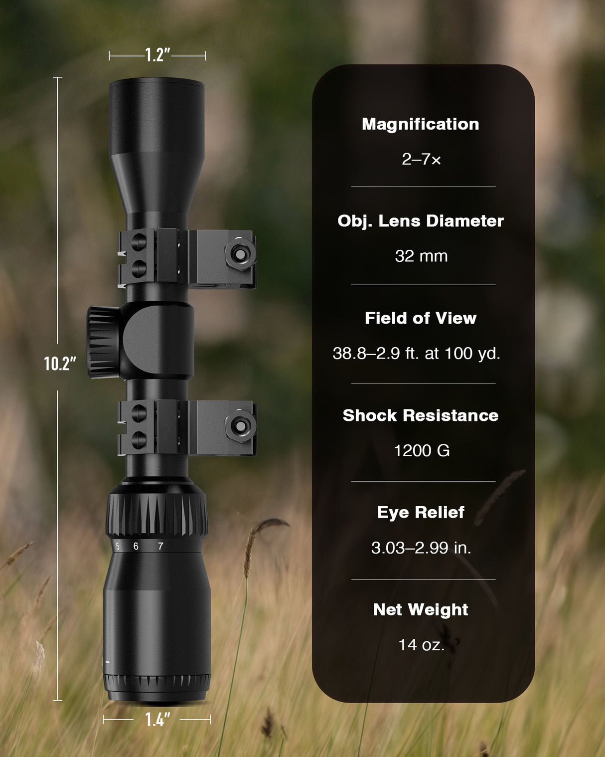 Pinty Nova 2-7x32 SFP Rifle Scope, alternate view 14