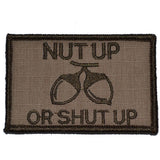 Tactical Gear Junkie Nut Up or Shut Up 2x3 Patch in Black w/ Red, alternate view 2