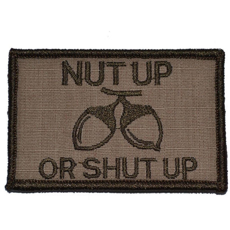 Tactical Gear Junkie Nut Up or Shut Up 2x3 Patch in Black w/ Red, alternate view 2