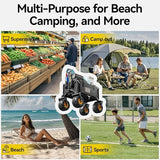 DXZ Beach Wagon Cart with Big Wheels for Sand - Folding Collapsible Wagon, Heavy Duty Wagons Carts Foldable for Beach,