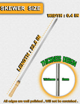 23.5" Large Skewers for Grilling,304 Stainless Steel 0.4 inch Wide Kabob Skewers with Wooden Handle,Heavy-Duty Flat Metal