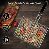 Pleafind Grill Basket Set - 8 PCS, Portable BBQ Grilling Basket with Removable Handle, Stainless Steel Grill Baskets for
