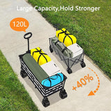 Wagons Carts Foldable with All-Terrain Big Wheels 400 LBS, Heavy Duty Collapsible Utility Wagon Cart, Folding Grocery Cart