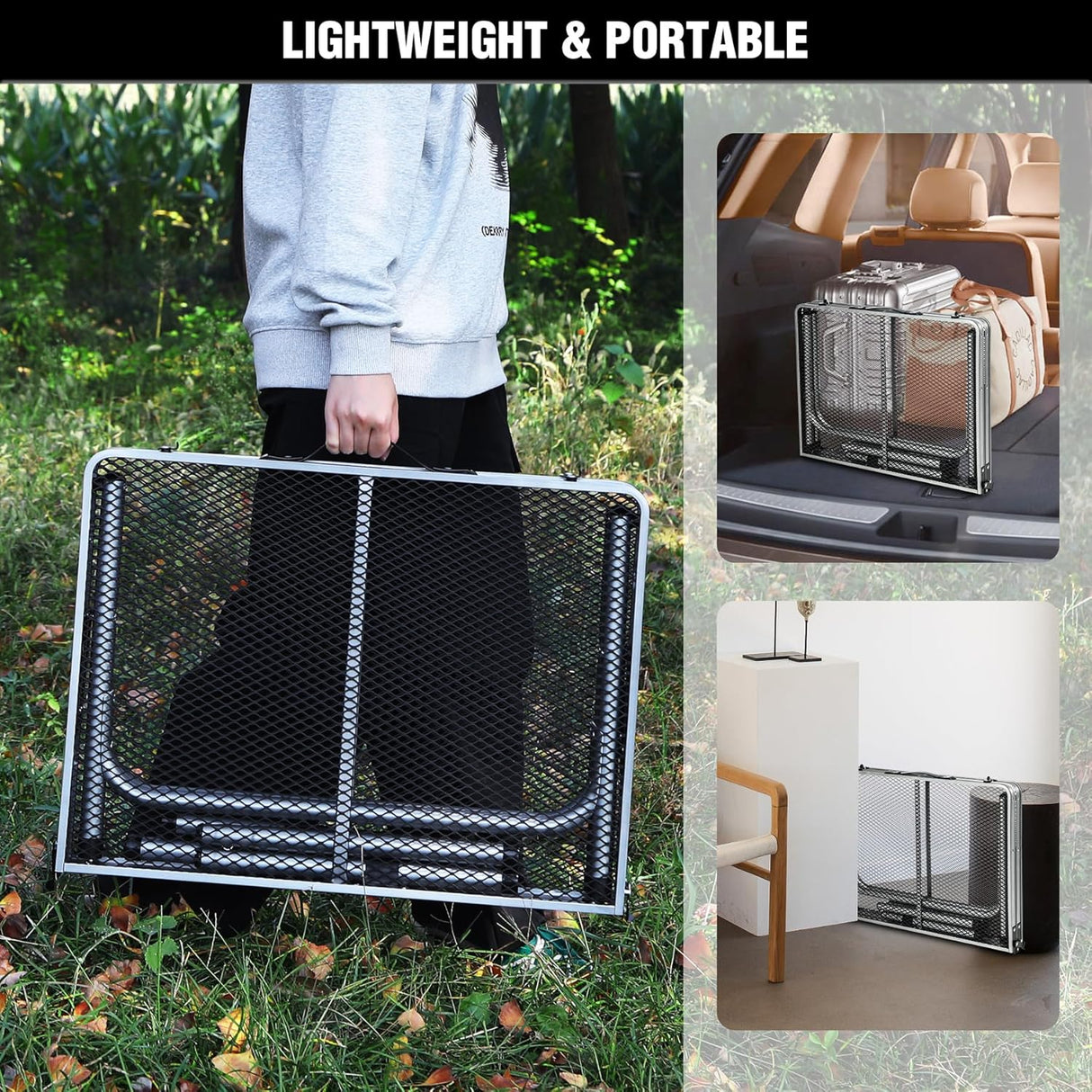 RedSwing Portable Grill Table for Outside, Aluminum Folding Grill Stand Table for Outdoor Camping Picnic BBQ, Lightweight