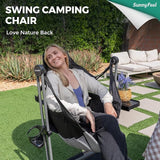 SUNNYFEEL Hammock Camping Chair, Oversized Swinging Camping Chair, Portable Hammock Chairs with Cup Holder, Beach Mat, MAX