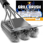 KITCHEN PERFECTION Safe Wire Grill Brush for Outdoor Grill w/Grill Scraper & Grill Mat Grill Cleaning Kit -Extended Handle