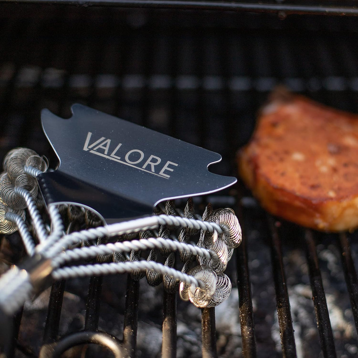 Valore BBQ Brush Bristle Free - 2 in 1 Grill Scraper & Barbecue Brush - Stainless Steel BBQ Grill Brush & BBQ Scraper Combo