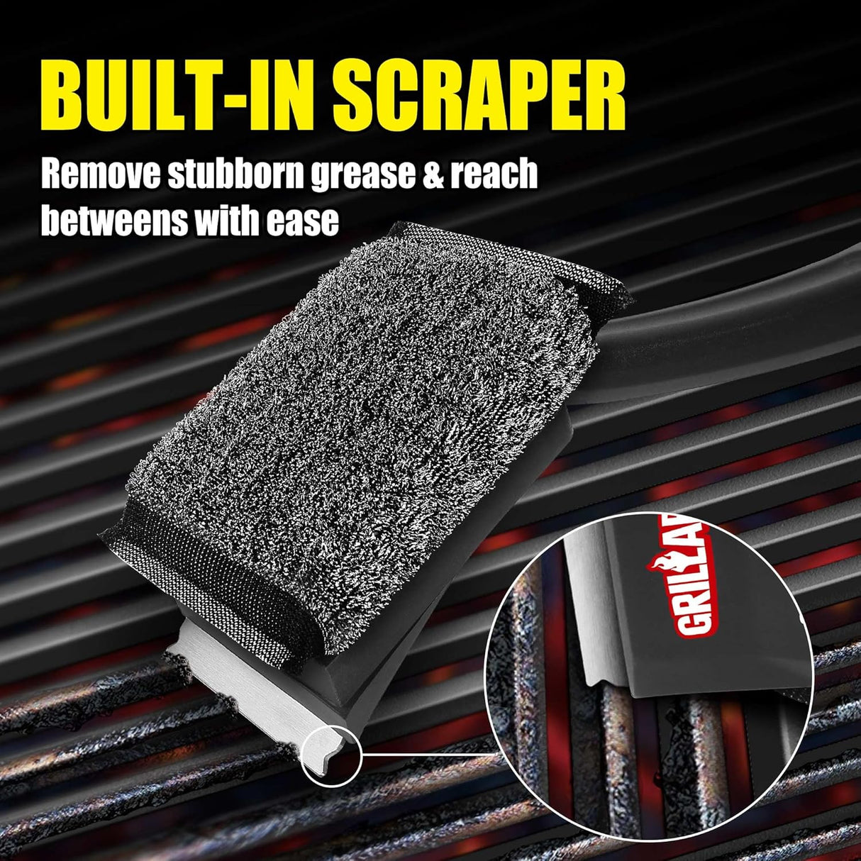 GRILLART SteamWizards Grill Brush Bristle Free, Safe BBQ Grill Brush for Outdoor Grill, Flat Top Grill Cleaner with