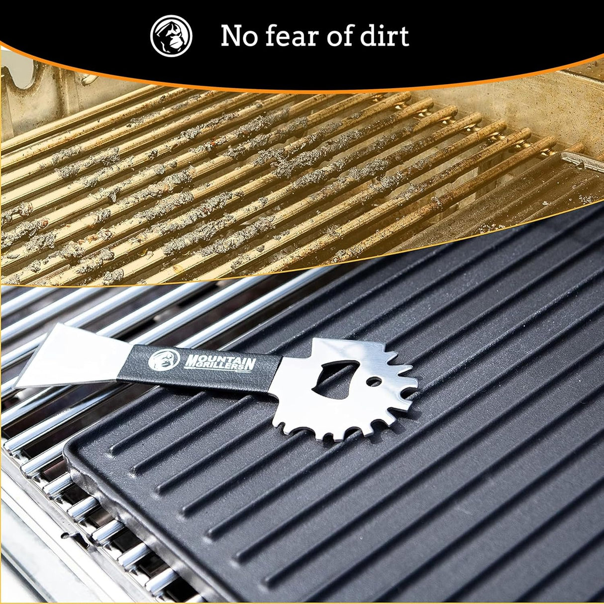 Mountain Grillers BBQ Grill Grate Scraper - Wide Portable Grill Scrubber for Outdoor Grill, Griddle, Smoke or Oven Grates -