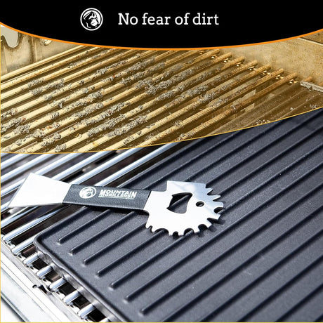 Mountain Grillers BBQ Grill Grate Scraper - Wide Portable Grill Scrubber for Outdoor Grill, Griddle, Smoke or Oven Grates -