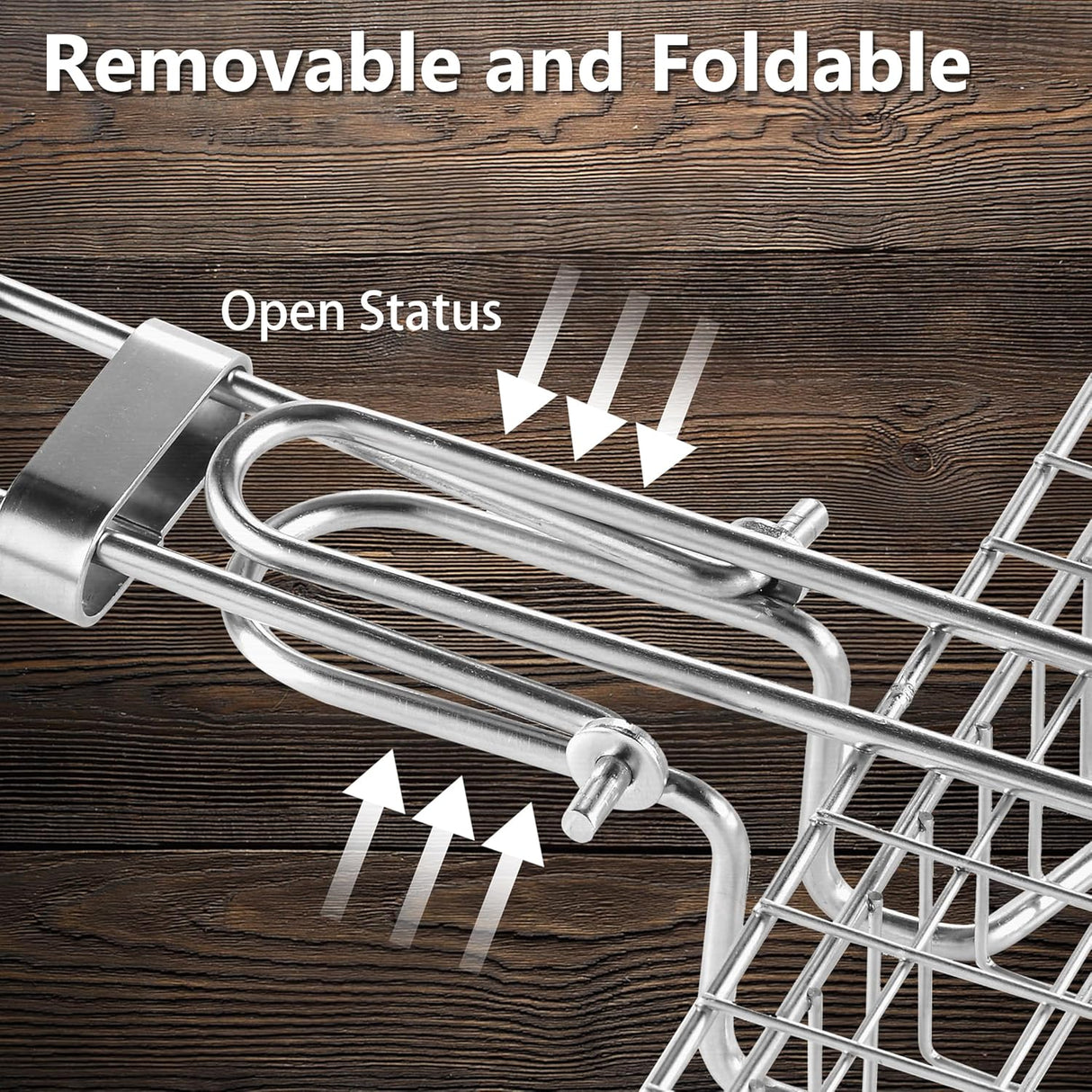 Pleafind Grill Basket Set - 8 PCS, Portable BBQ Grilling Basket with Removable Handle, Stainless Steel Grill Baskets for