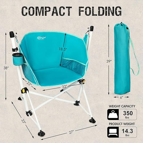 Portal Hammock Camping Chair Folding Rocking Chair Portable Swinging Chair with Cup Holder for Outdoor Lawn Backyard Patio