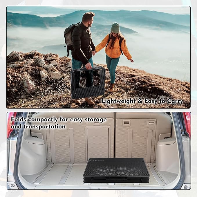Camping Table with Mesh Desktop, Lightweight & Portable Folding Grill Table, Height Adjustable Metal Outdoor Table for Camp,