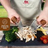 Kitchen Mama Meat Claws: Stainless Steel Shredder Claws with Wooden Handle for BBQ, Shredding, Pulling Pork, Chicken, Beef,