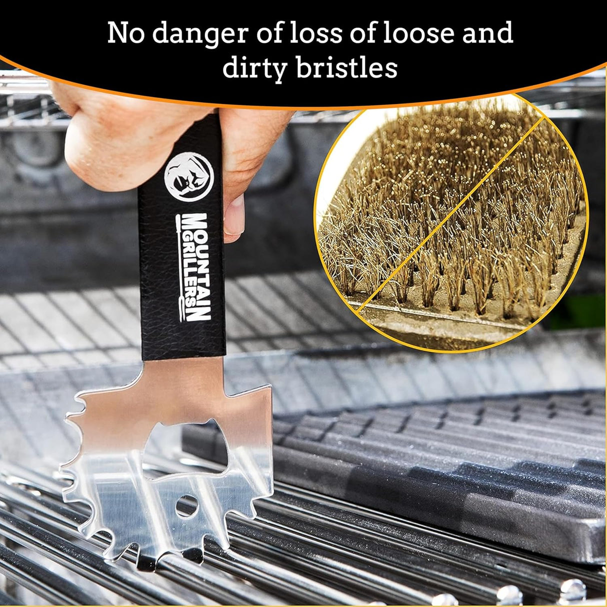 Mountain Grillers BBQ Grill Grate Scraper - Wide Portable Grill Scrubber for Outdoor Grill, Griddle, Smoke or Oven Grates -
