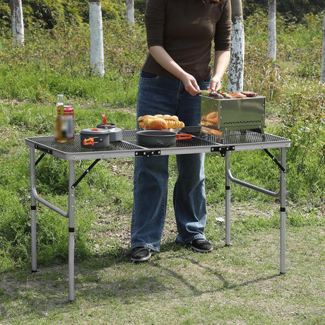 RedSwing Portable Grill Table for Outside, Aluminum Folding Grill Stand Table for Outdoor Camping Picnic BBQ, Lightweight