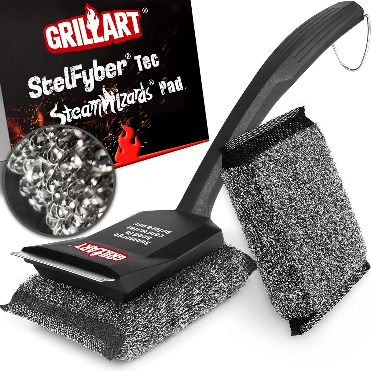 GRILLART SteamWizards Grill Brush Bristle Free, Safe BBQ Grill Brush for Outdoor Grill, Flat Top Grill Cleaner with