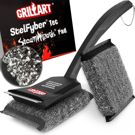 GRILLART SteamWizards Grill Brush Bristle Free, Safe BBQ Grill Brush for Outdoor Grill, Flat Top Grill Cleaner with
