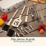 Cuisinart Deluxe Grill Tool Set, 20-Piece Grill Tools BBQ Accessories with Aluminum Case & Digital Temperature Fork,