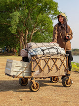 Whitsunday Collapsible Folding Wagon Heavy Duty Utility Beach Wagons with Opened Tailgate and All-Terrain Wheels for