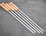 17-Inch Long Flat BBQ Skewers, HONSHEN Brazilian-style Stainless Steel 3/8 Inch Wide Blade with hardwood Handle barbecue