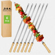 21.5" Long 304 Stainless Steel Skewers for Grilling with Wood Handle,Wide Flat Metal Skewers for Kabobs,Kabob Skewer,BBQ