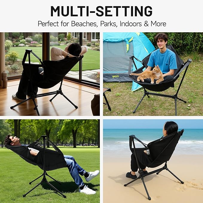 Himalaya Hammock Camping Chair, Swinging Portable Folding Camp Chairs for Adults Heavy Duty Foldable Oversized Rocker with