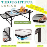 Folding Table w/ Carry Bag, Paper Towel Holder, Garbage Holder, Wing Panels, 3x2 FT Foldable Table for Portable Grill,