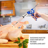 Meat Injector Marinade Gun Stainless Steel Outdoor Kit Flavor Food Syringes & 4 Marinades Needles for BBQ Grill Smoker