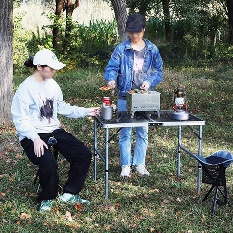 REDCAMP 36x24 Folding Grill Table for Outside, Lightweight Portable Metal Aluminum Outdoor Grill Table with Adjustable