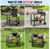Outdoor Grill Table, Folding Grill Cart with Pull-out Side Table, Blackstone Griddle Stand, Fit 17 Inch Or 22 Inch,