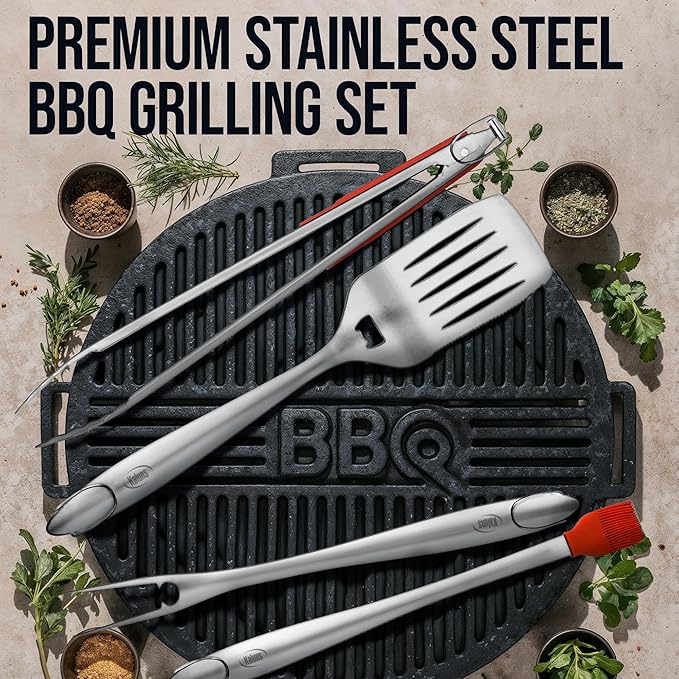 Kaluns BBQ Grilling Accessories, Grilling Gifts for Men Dad, Grill Tools for Outdoor Grill, Heavy Duty Stainless Steel Grill