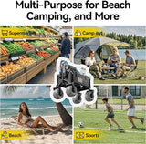 DXZ Beach Wagon Cart with Big Wheels for Sand - Folding Collapsible Wagon, Heavy Duty Wagons Carts Foldable for Beach,