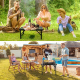 Small Folding Table for Camping Picnic Grill,Garden BBQ Side Table-Portable Lightweight,Compact,Height Adjustable Patio