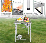 REDCAMP 24" Square Folding Grill Table for Outside, Lightweight Portable Metal Aluminum Outdoor Grill Table with Adjustable