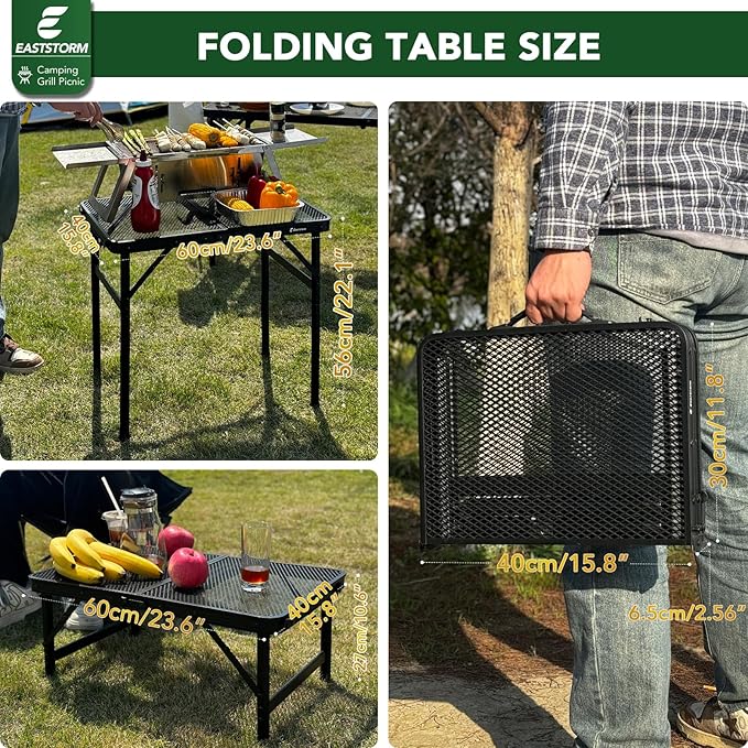 Small Folding Table, Easy for Storage, Compact and Portable Picnic Table for Grill, Outdoor Camping, Garden, Patio, Dining,