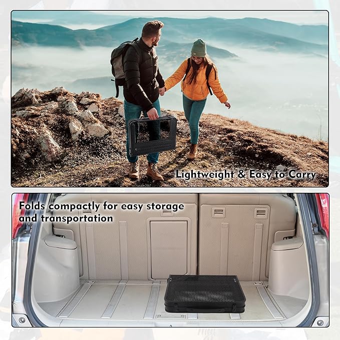 Camping Table with Mesh Desktop, Lightweight & Portable Small Folding Grill Table, Height Adjustable Metal Outdoor Table for