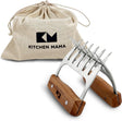 Kitchen Mama Meat Claws: Stainless Steel Shredder Claws with Wooden Handle for BBQ, Shredding, Pulling Pork, Chicken, Beef,