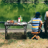 RedSwing Folding Grill Table with Extra Space, Adjustable Height Portable Small Stand Table for Outdoor Indoor Camping