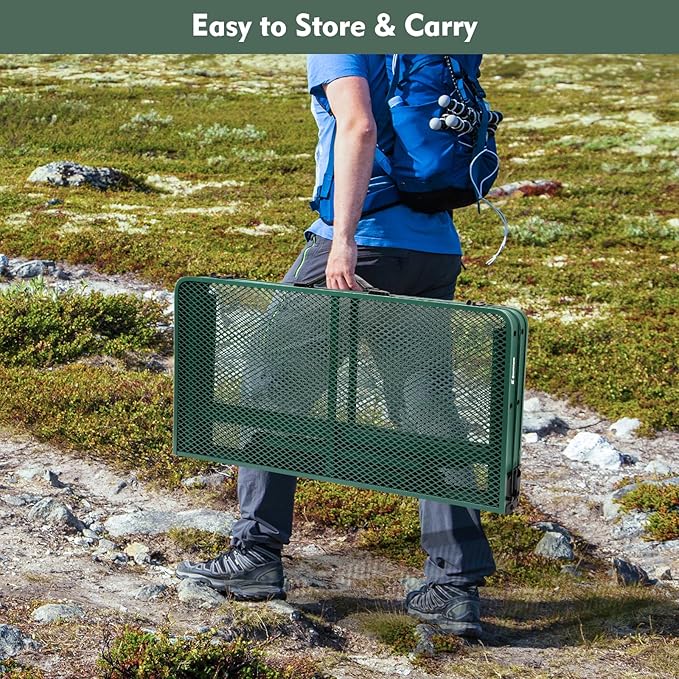 Square Folding Table, Easy for Storage, Compact and Portable Picnic Table for Grill, Outdoor Camping, Garden, Patio, Dining,