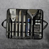 Barbecue Grill Tool Set - Stainless Steel - Strong Durable Design - Heat Resistant Glove & Bristle Free Grill Brush -